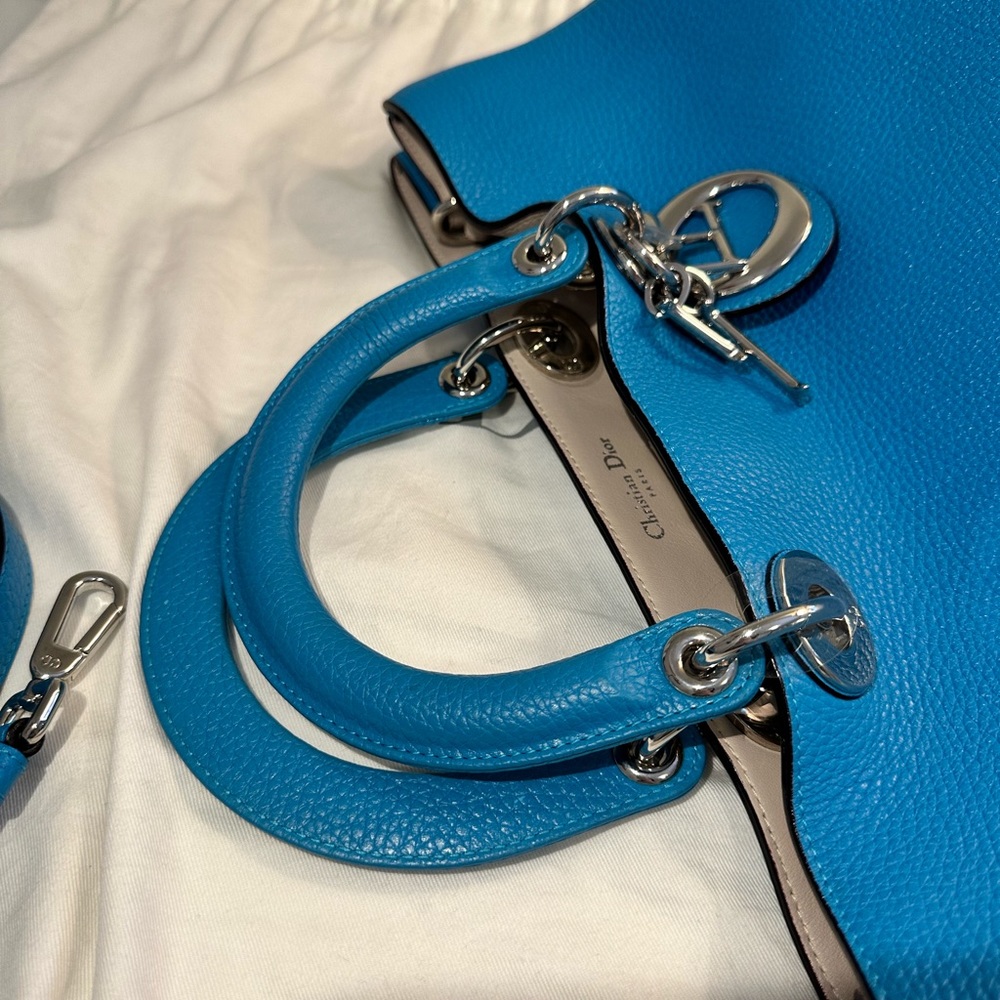 Christian Dior Diorissimo Tote Large Blue Leather - Picture 12 of 16